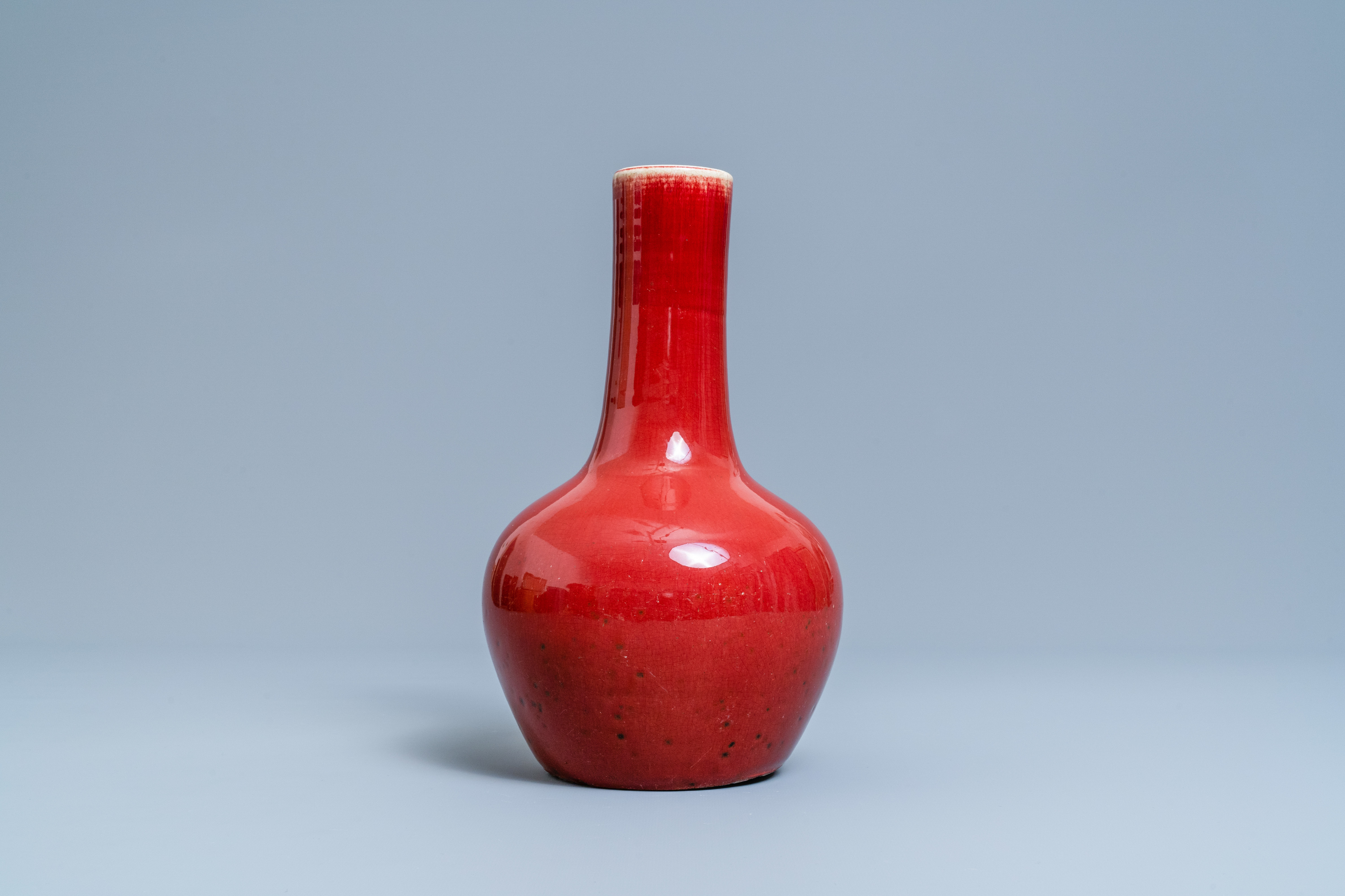 A Chinese monochrome sang de boeuf-glazed bottle vase, 19th C. - Image 2 of 6