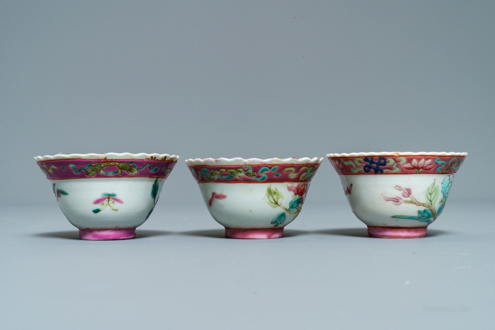 Ten Chinese famille rose bowls and two saucers for the Straits or Peranakan market, 19th C. - Image 7 of 23
