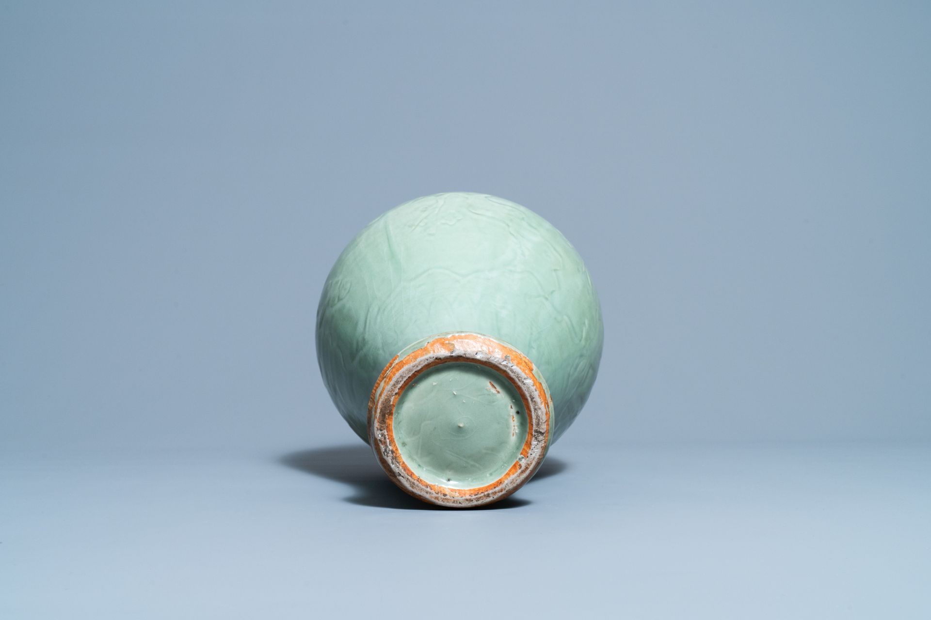 A Chinese Longquan celadon 'Three friends of winter' vase, 'meiping', Ming - Image 10 of 10