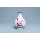 A Chinese famille rose 'dragon & phoenix' vase, yuhuchunping, Daoguang mark & of the period