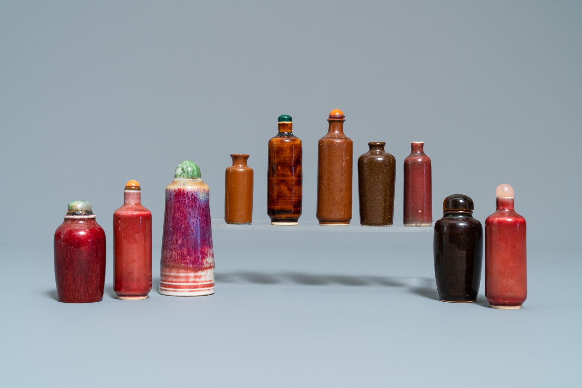 Ten Chinese monochrome snuff bottles, 19/20th C.