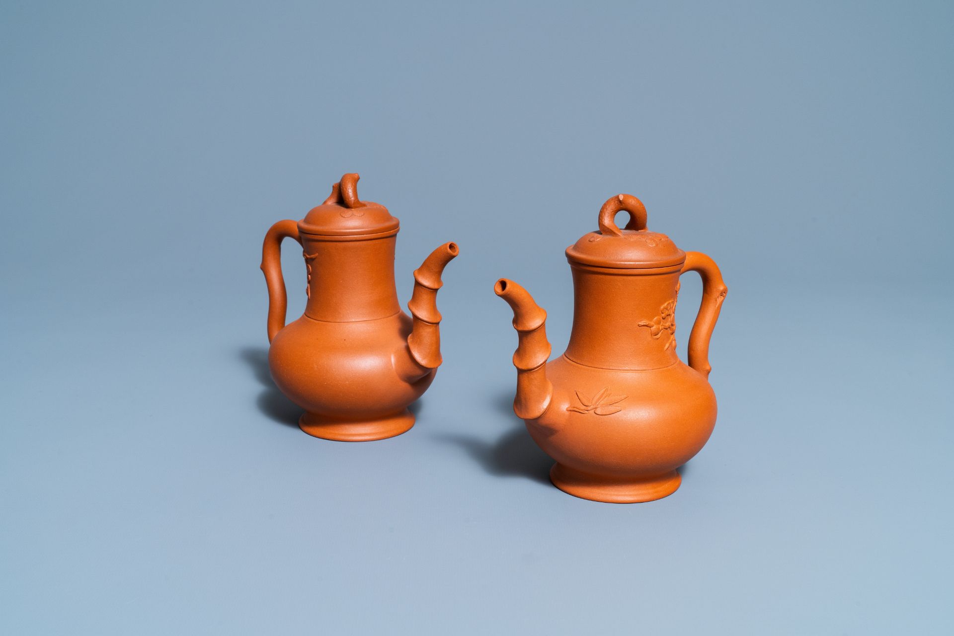 A pair of Chinese Yixing stoneware teapots and covers, Kangxi - Image 2 of 8