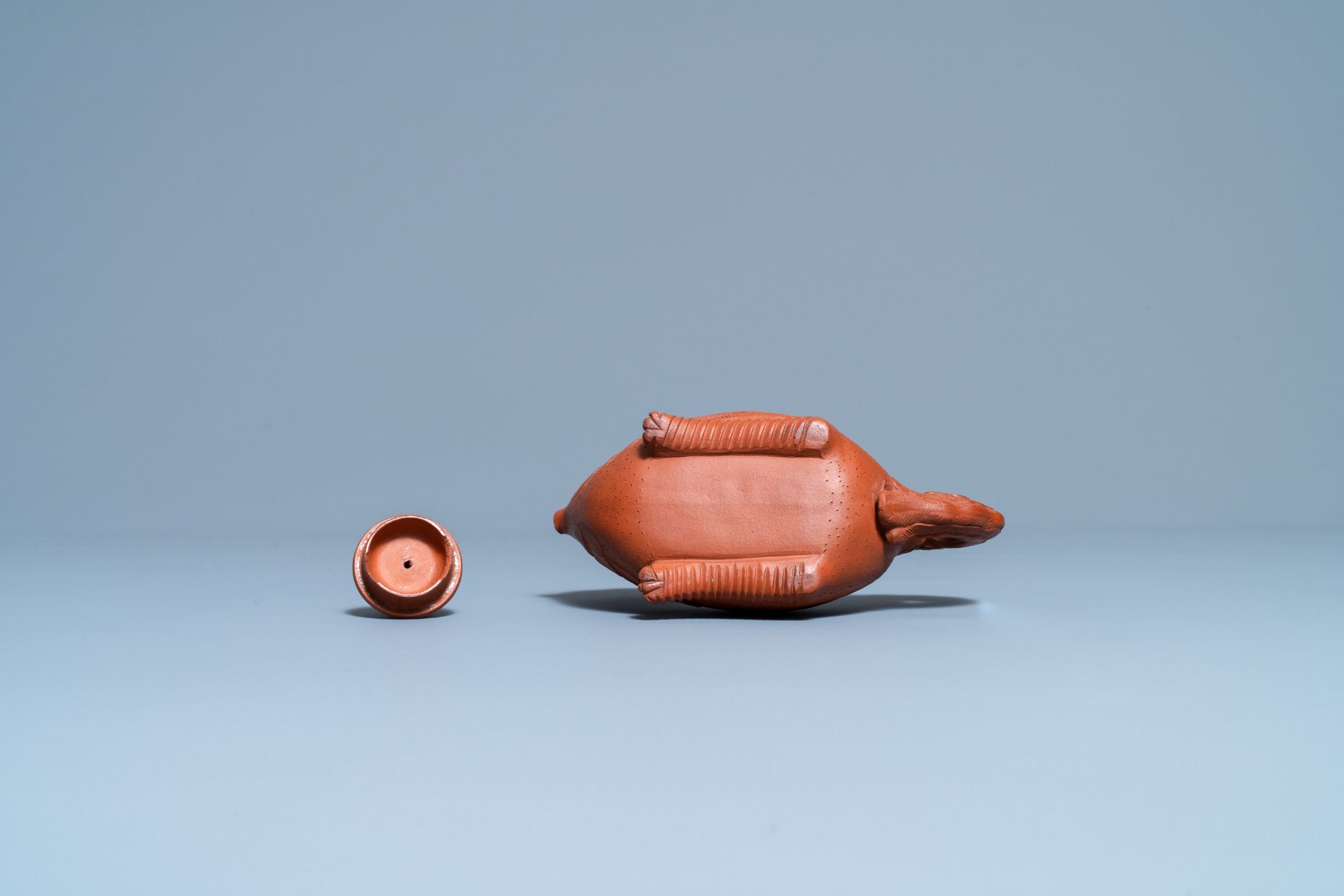 A Chinese Yixing 'phoenix' stoneware teapot and cover, Kangxi - Image 7 of 7