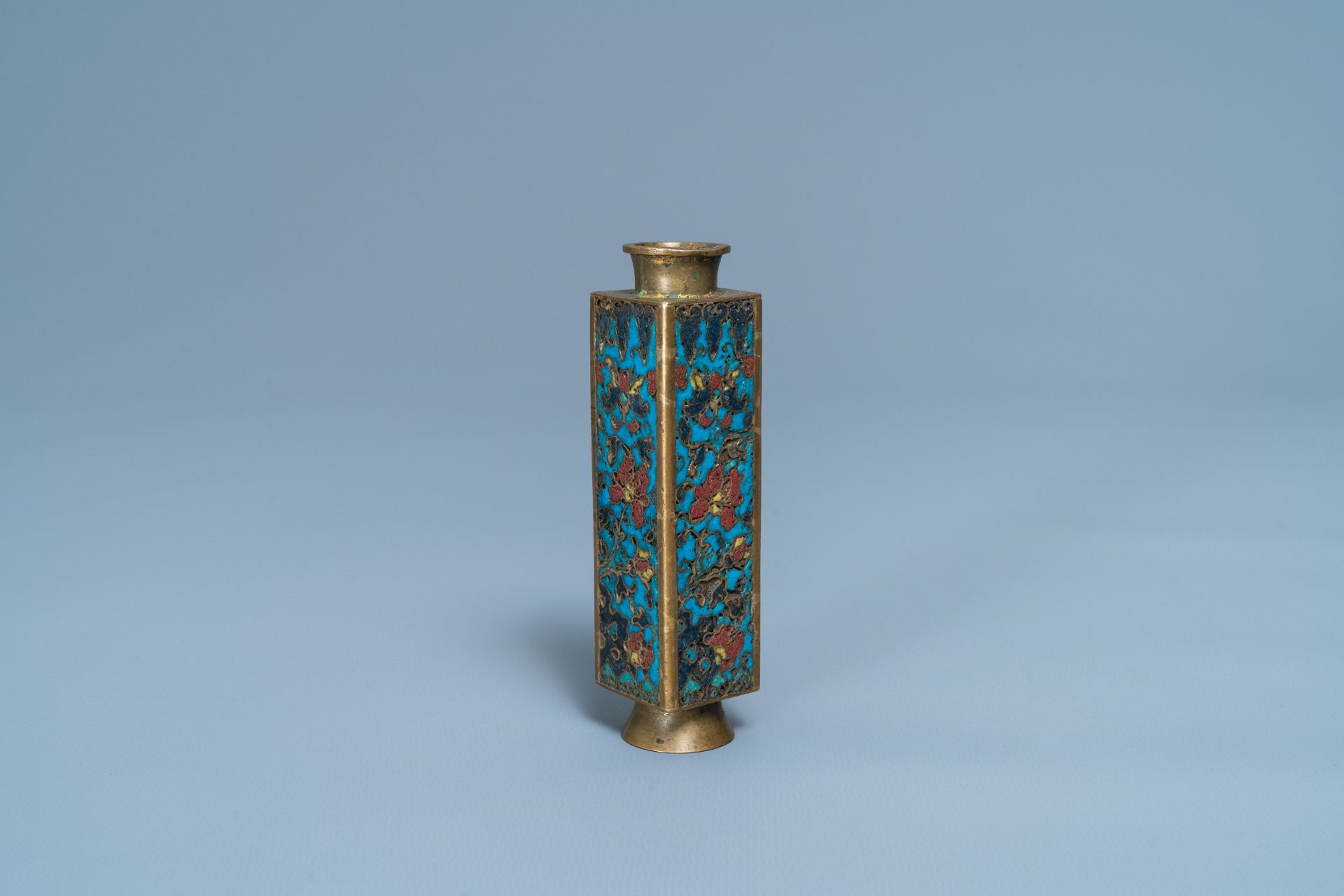 A small Chinese cloisonné cong vase, Wanli