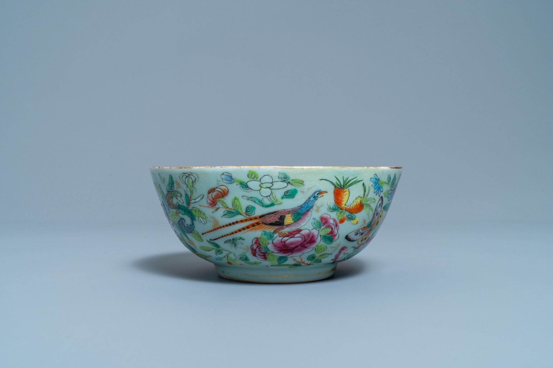 A Chinese Canton famille rose celadon-ground service, 19th C. - Image 16 of 37