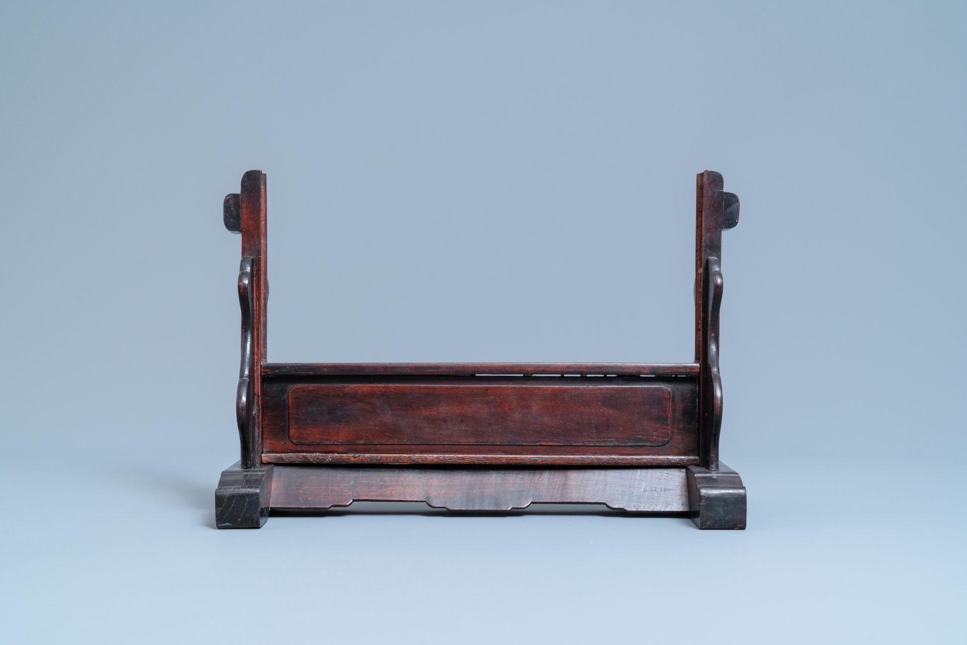 Three Chinese wooden table screen stands, 19th C. - Image 9 of 14