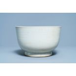 A large Chinese Dehua bowl with incised design, Ming