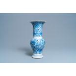 A Chinese blue and white 'peony' yenyen vase, Kangxi