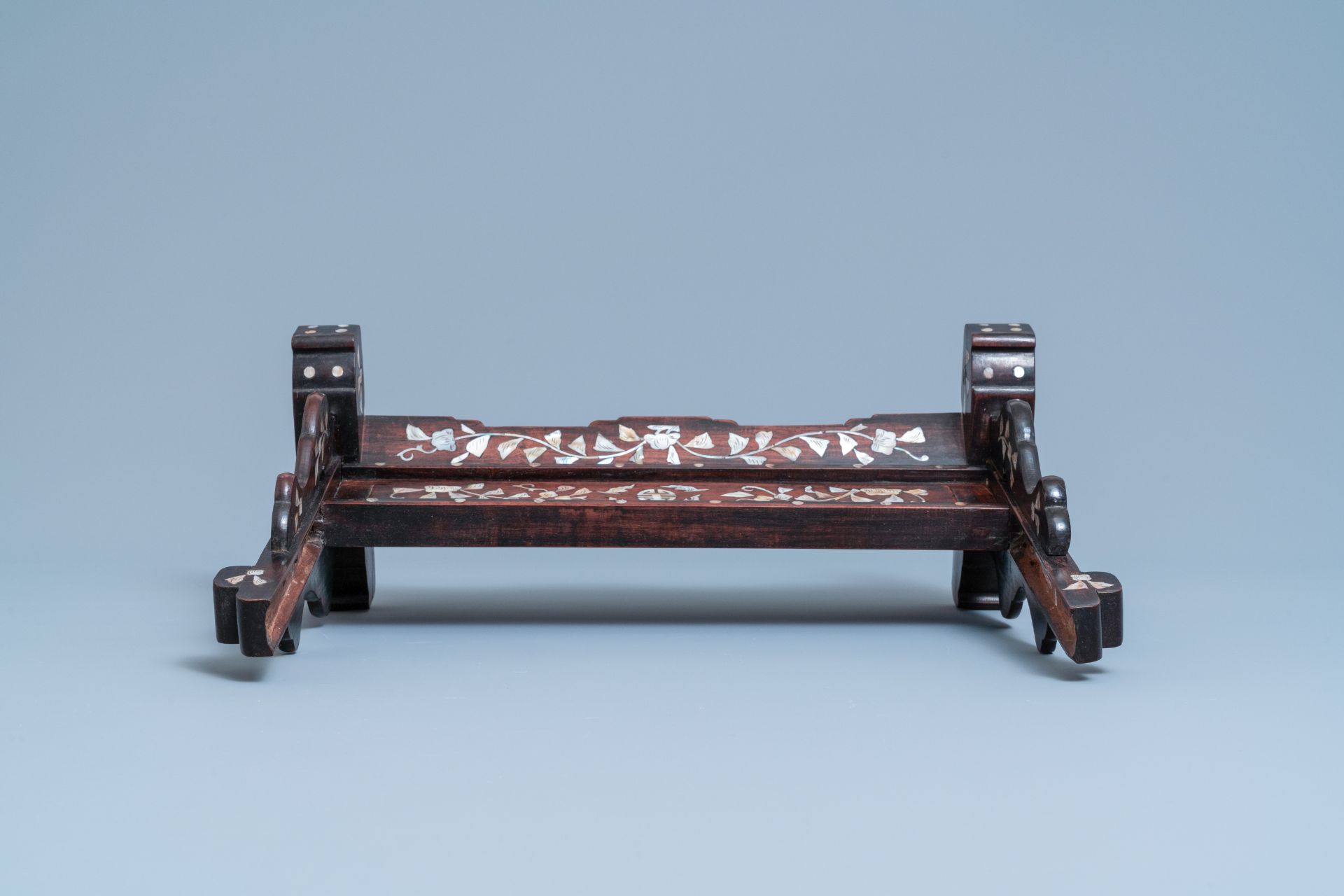 Three Chinese wooden table screen stands, 19th C. - Image 12 of 14