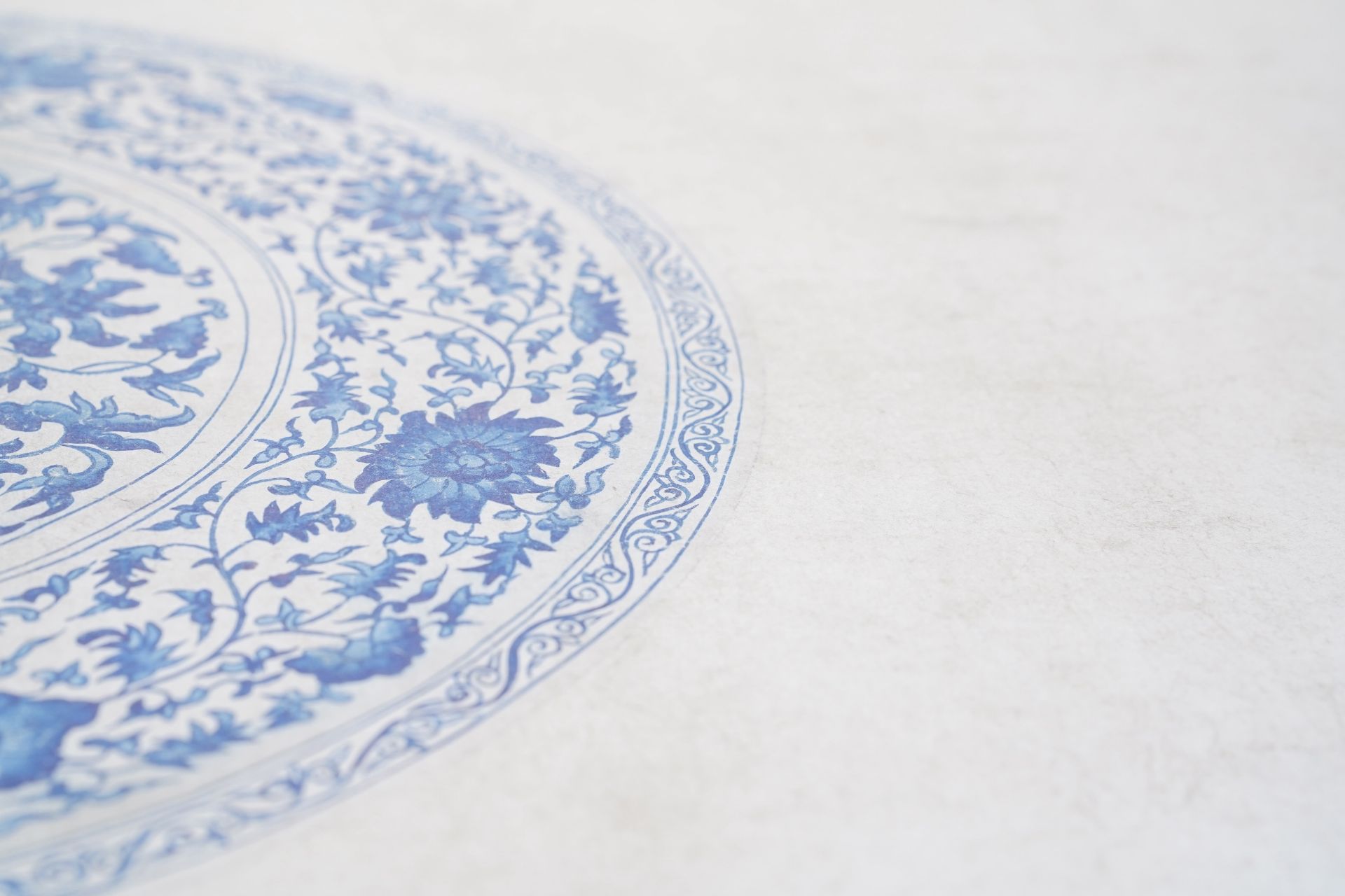 Chinese school, colour on paper, 19th C.: 'A blue and white porcelain Yuan period dish' - Image 32 of 32