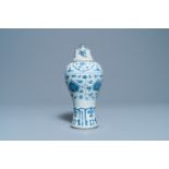 A Chinese blue and white 'meiping' vase and cover, Ming