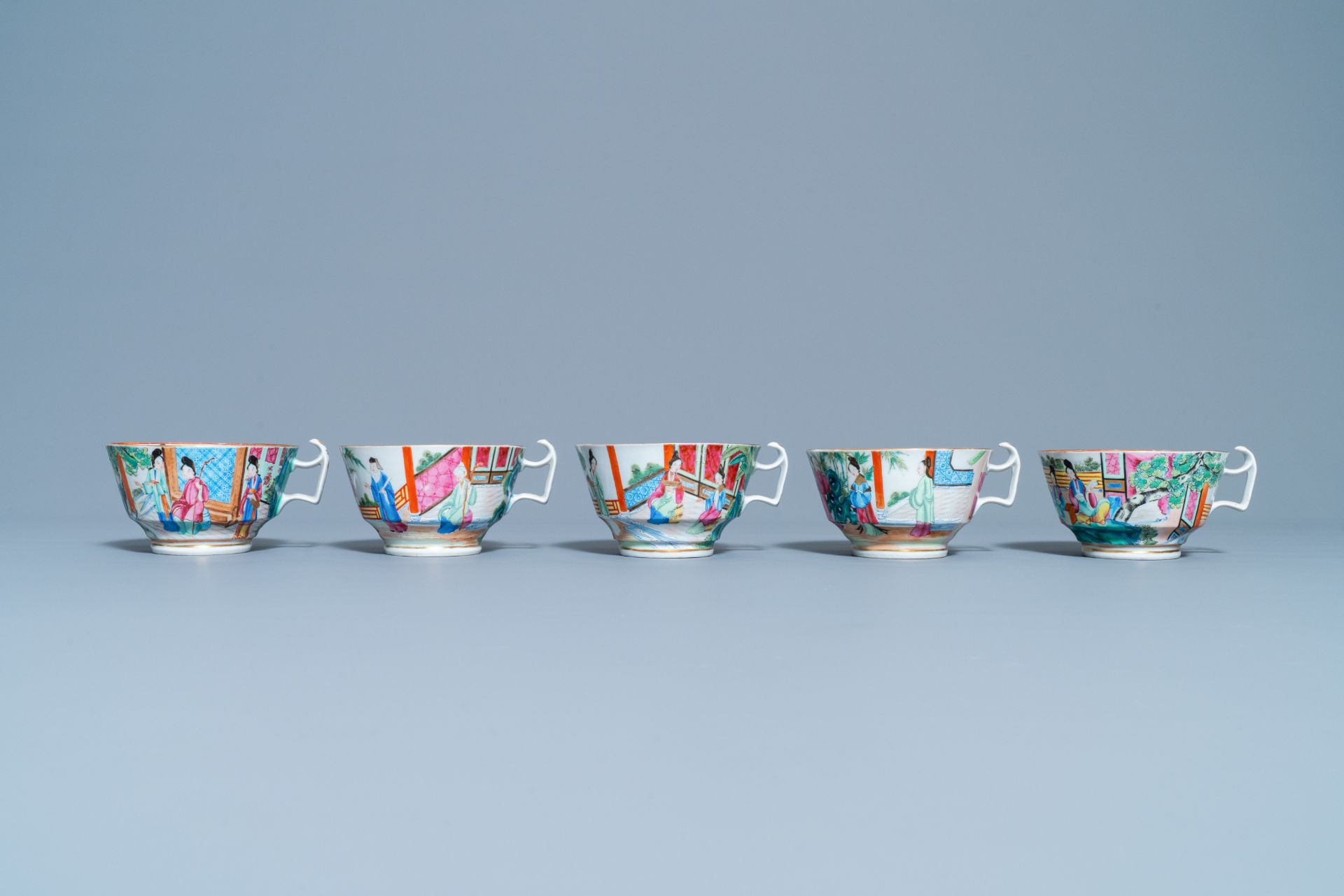 A Chinese Canton famille rose tea service, 19th C. - Image 14 of 27