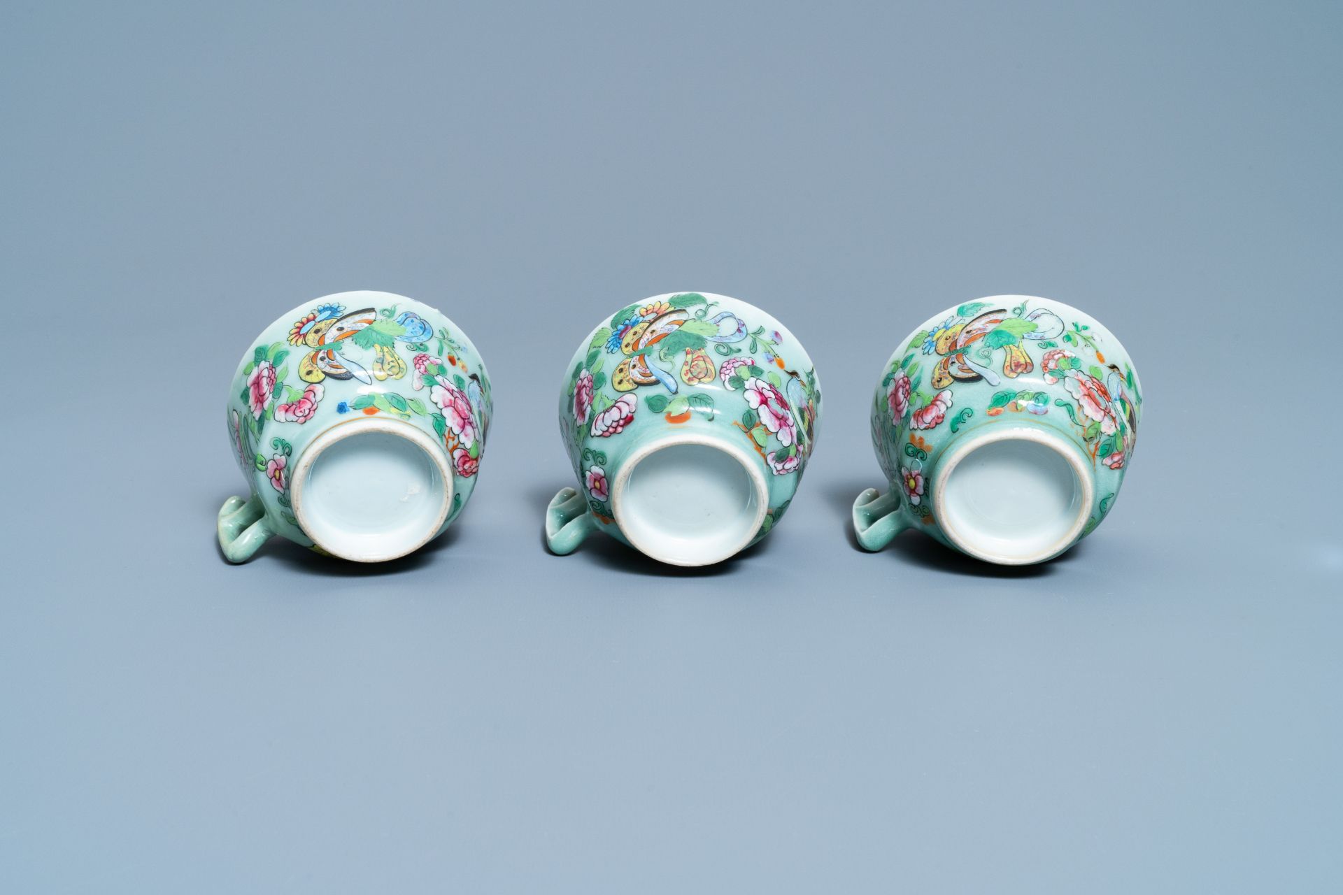 A Chinese Canton famille rose celadon-ground service, 19th C. - Image 37 of 37