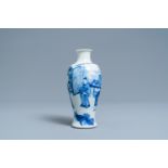 A Chinese blue and white 'meiping' vase with figurative design, Kangxi