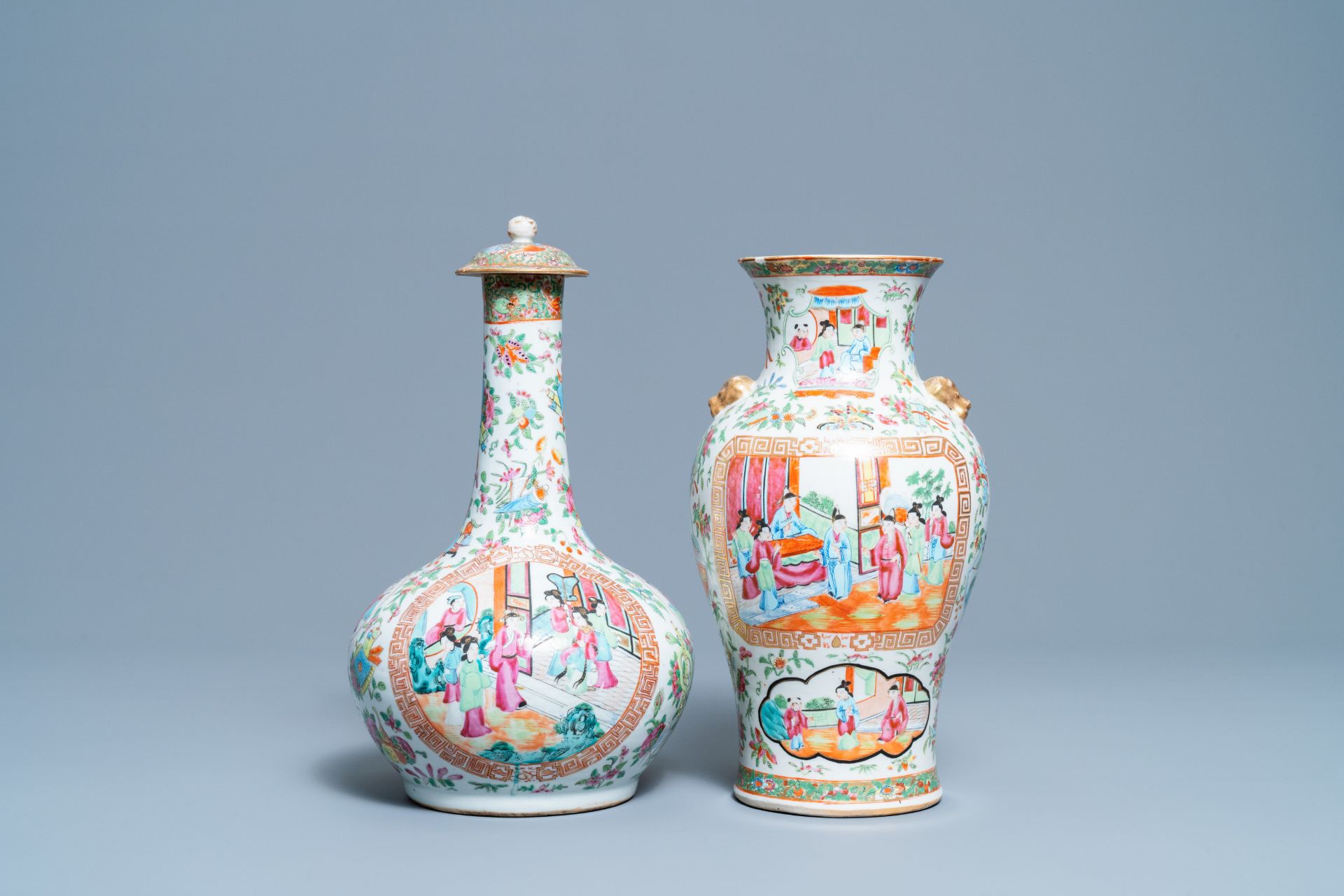Two Chinese Canton famille rose vases, 19th C. - Bild 3 aus 6
