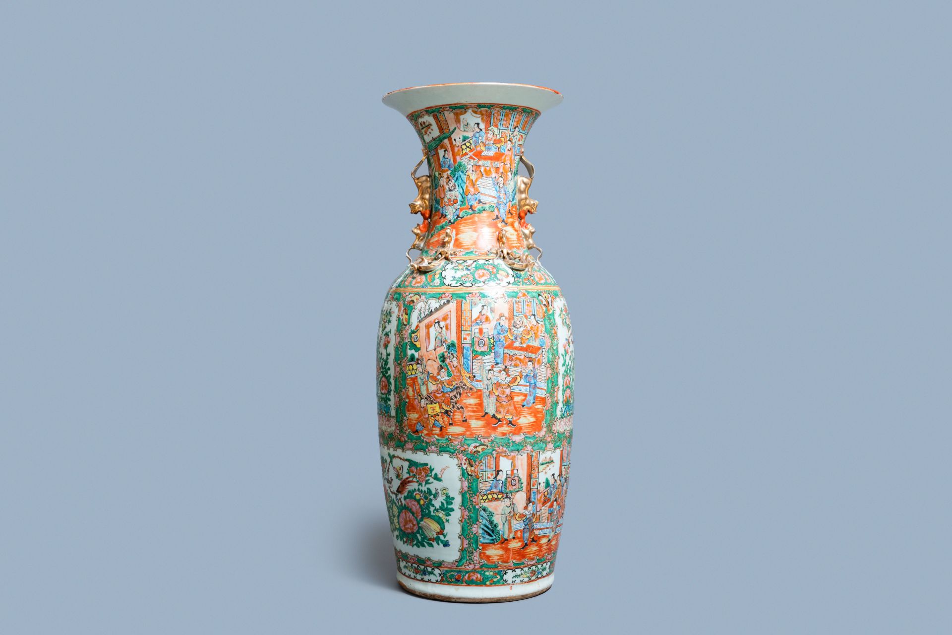 A large Chinese Canton famille rose vase, 19th C.