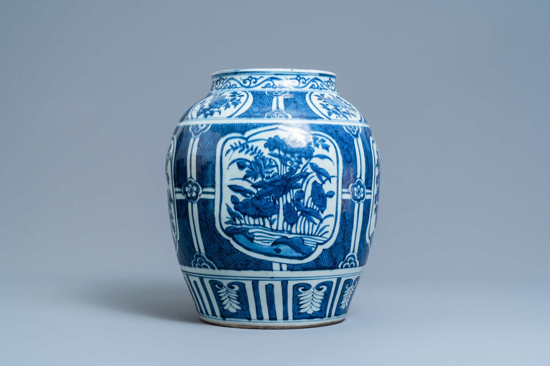A Chinese blue and white vase with floral panels, Wanli - Image 4 of 6
