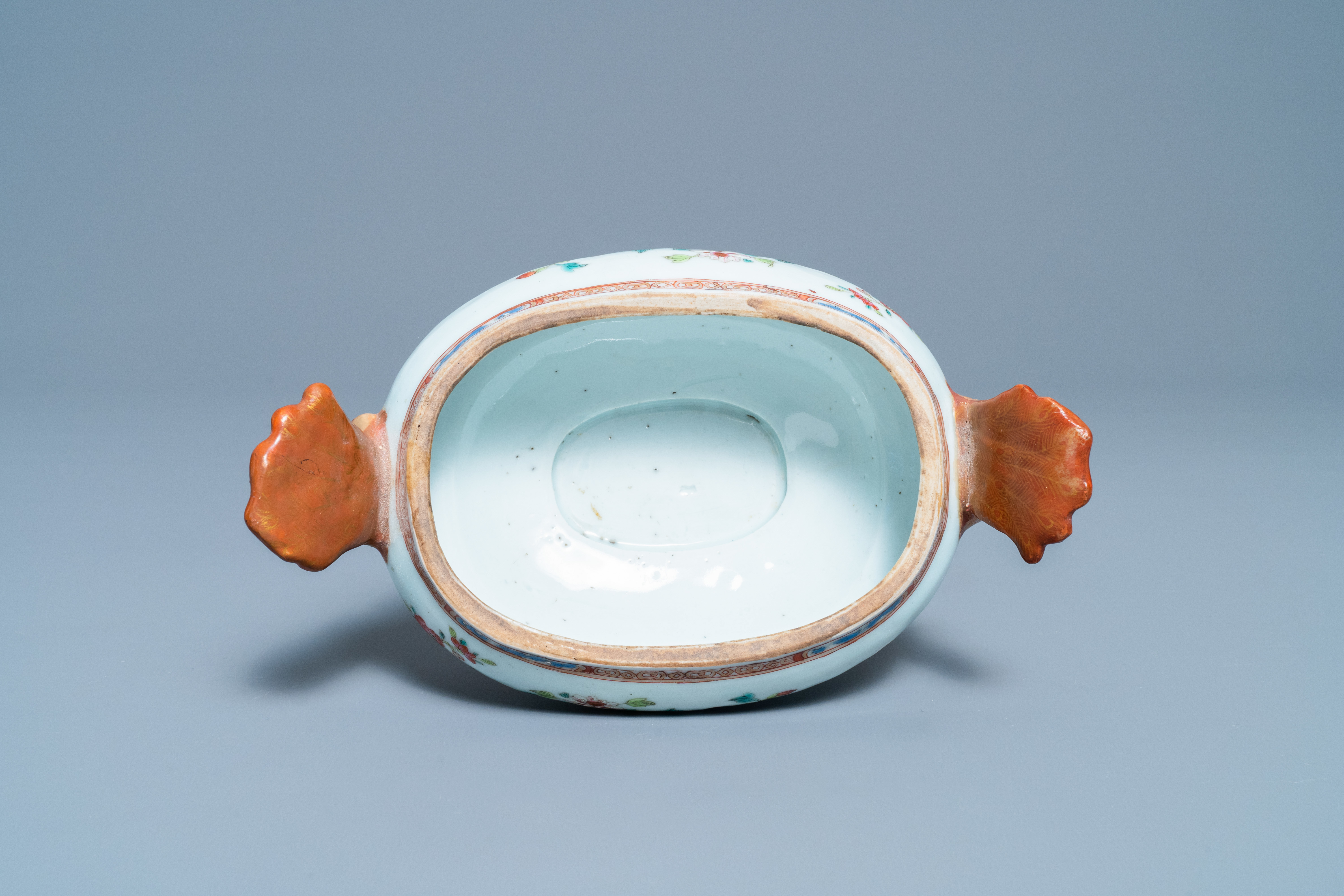 Five Chinese famille rose 'double peacock' porcelain wares, Qianlong - Image 10 of 11