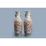 A pair of massive Chinese famille rose vases, 19th C.