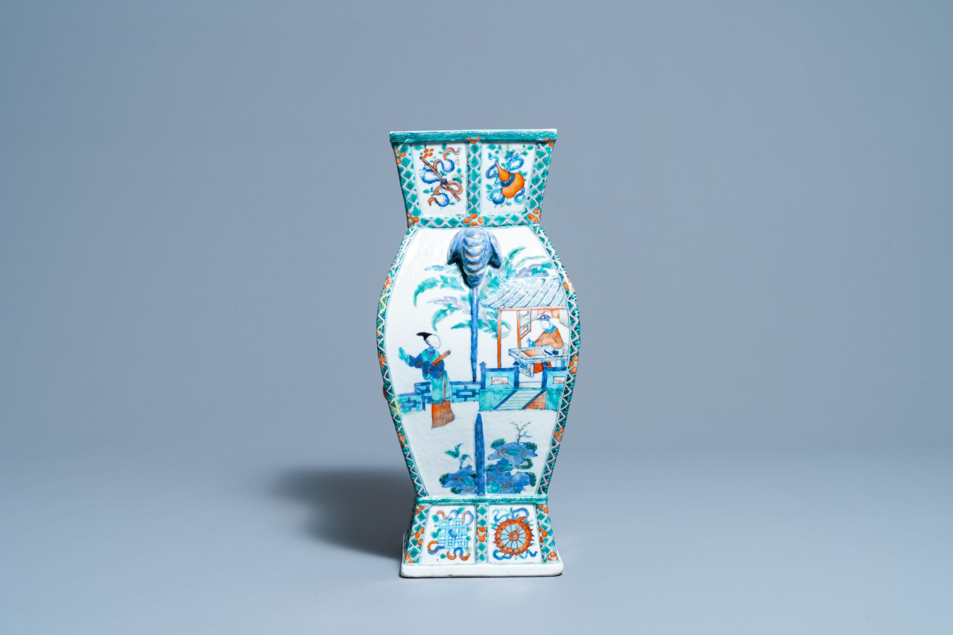 A Chinese doucai vase with elephant handles, Qianlong/Jiaqing - Image 3 of 10