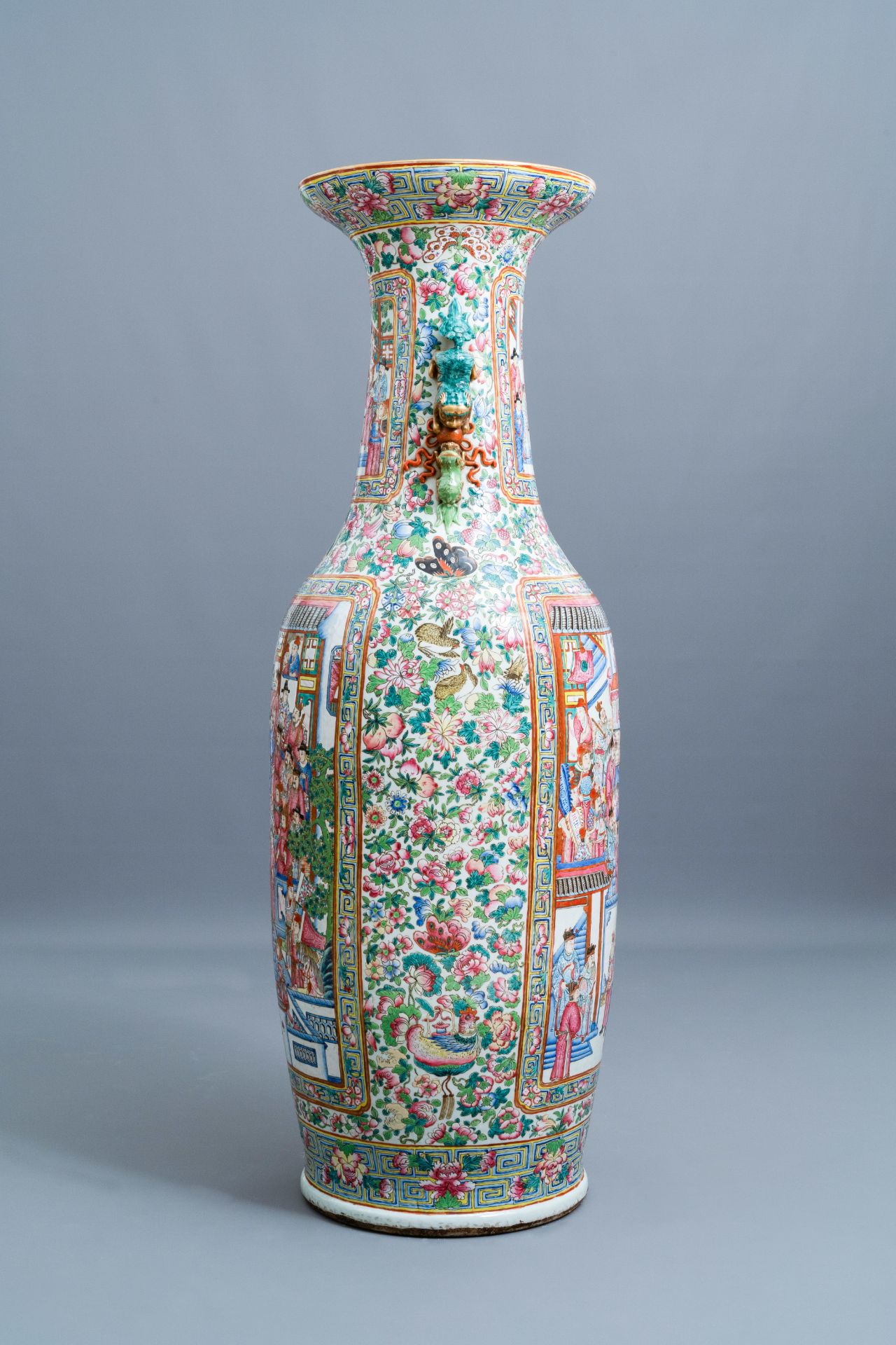 A pair of massive Chinese famille rose vases, 19th C. - Image 9 of 10