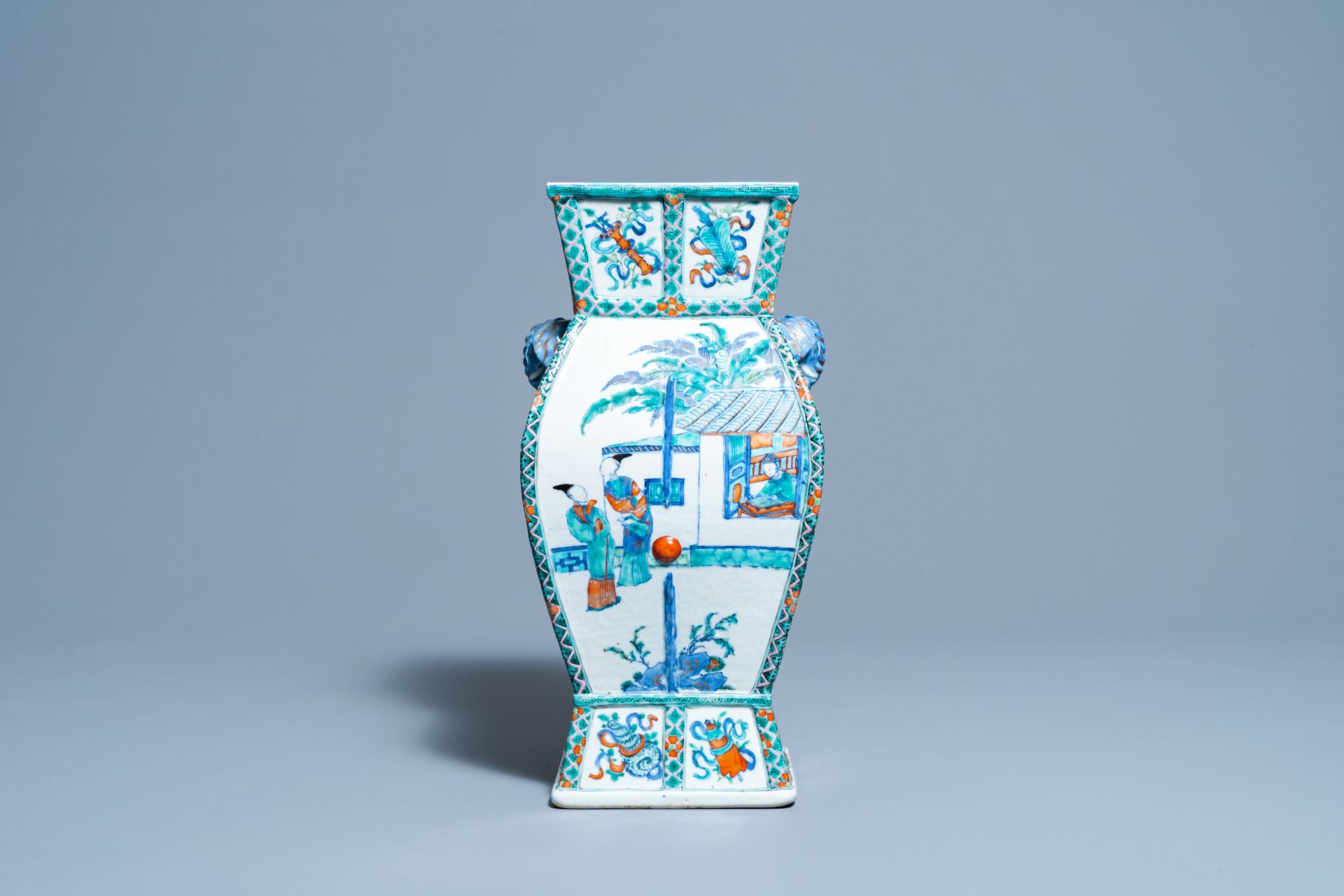 A Chinese doucai vase with elephant handles, Qianlong/Jiaqing - Image 5 of 10