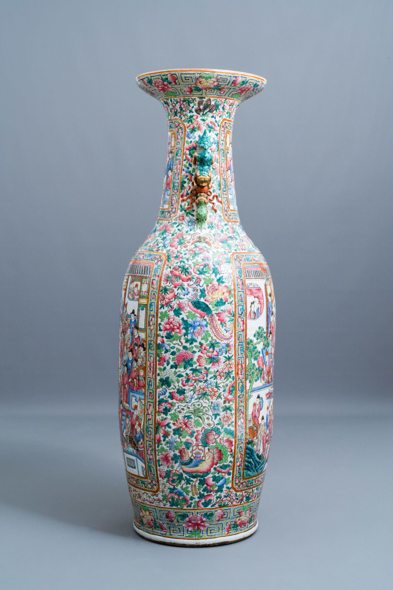 A pair of massive Chinese famille rose vases, 19th C. - Image 3 of 10