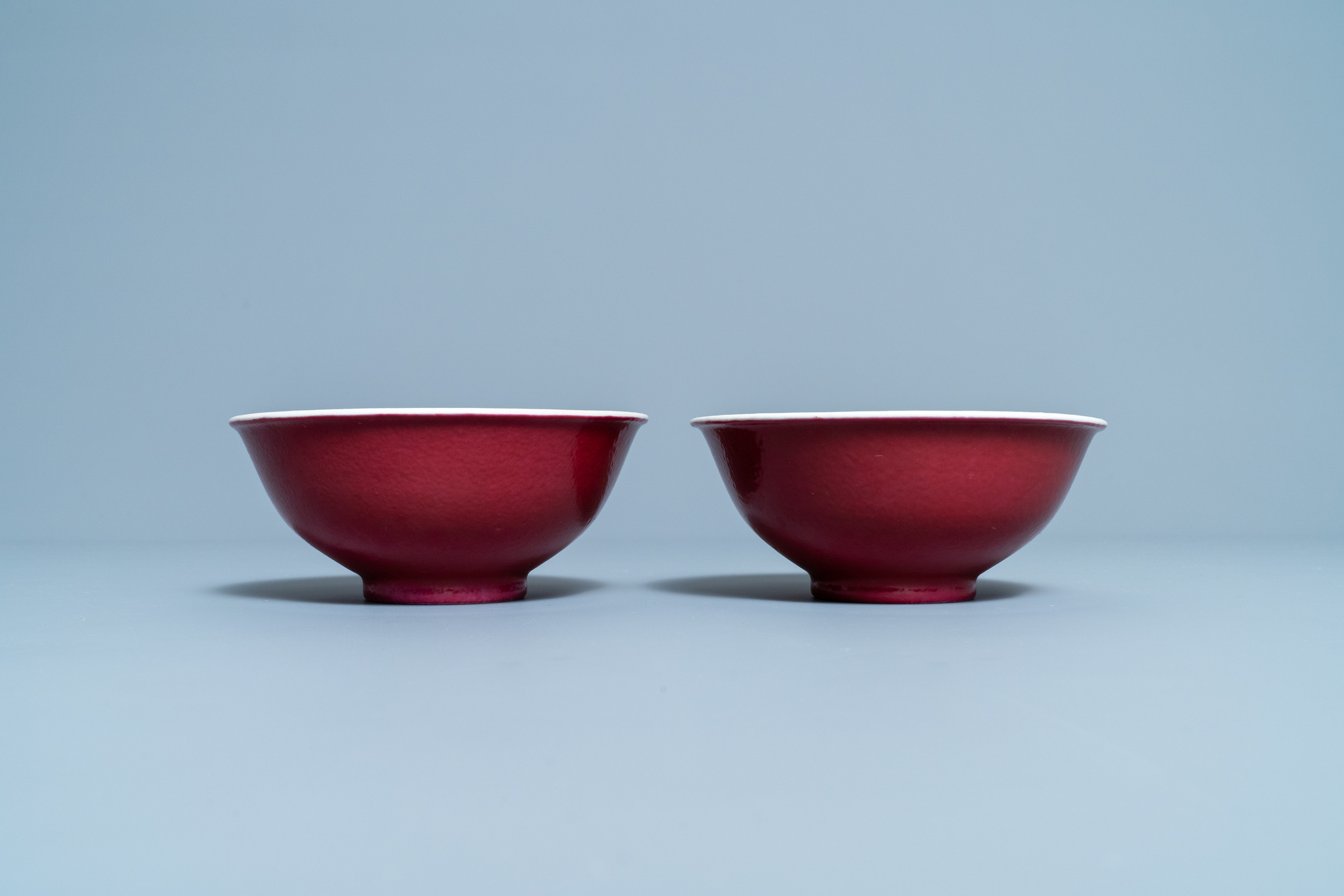 A pair of Chinese monochrome ruby red bowls, Jiaqing mark and of the period - Image 5 of 8