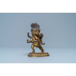 A Sino-Tibetan gilt bronze figure of Hayagriva, 18/19th C.