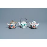A Chinese verte teapot, one in Imari and one in Amsterdams bont, Kangxi and 19th C.
