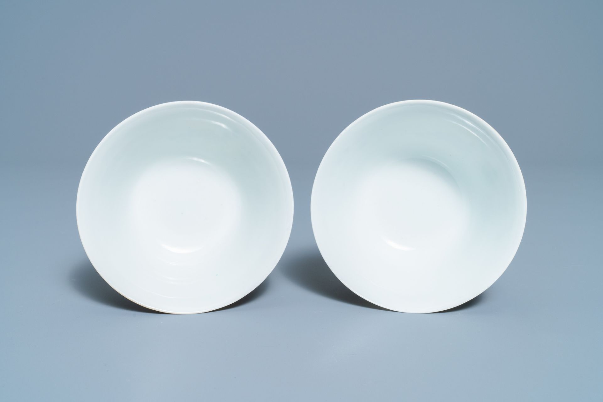 A pair of Chinese famille rose 'pheasant' bowls, Qianlong mark, Republic - Image 6 of 7