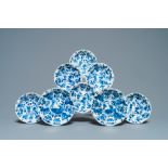 Eight Chinese blue and white 'Long Eliza' dishes, Kangxi