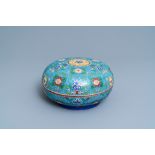 A round Chinese cloisonne box and cover, 19th C.