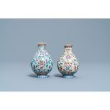 Two Chinese famille rose miniature vases, Qianlong mark, Republic