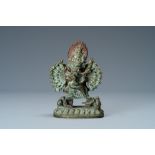 A Sino-Tibetan bronze group of Mahakala and Yab-Yum, 18/19th C.