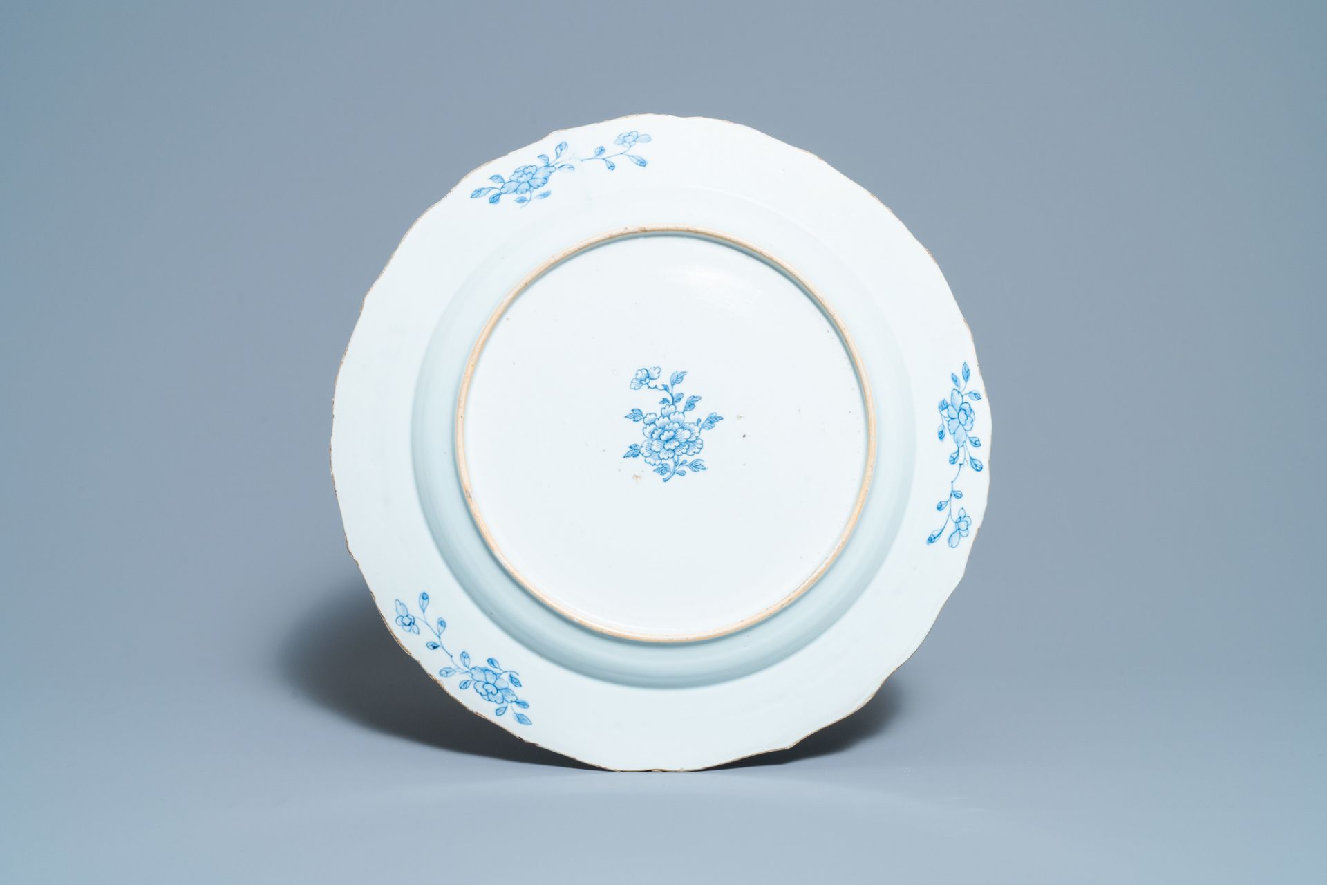 A large Chinese blue and white 'Xi Xiang Ji' dish, Qianlong - Image 2 of 2