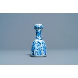 A small Chinese blue and white vase or hookah base, Kangxi