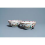 A pair of Chinese famille rose 'Mandarin' bowls, Qianlong