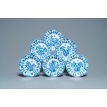 Six Chinese blue and white plates with floral design, Chenghua mark, Kangxi