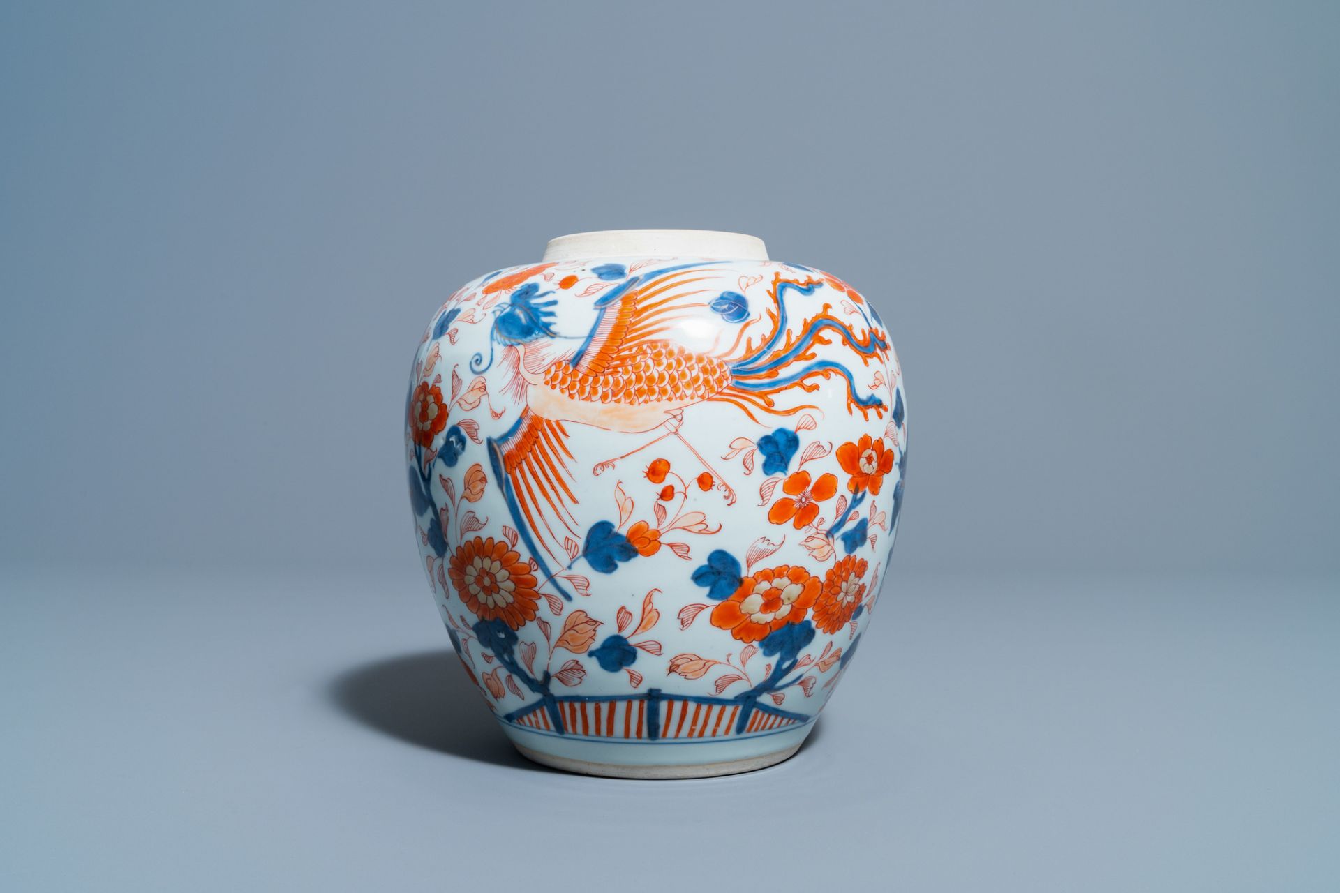 A Chinese Imari-style 'qilins and phoenixes' jar, Kangxi - Image 3 of 6