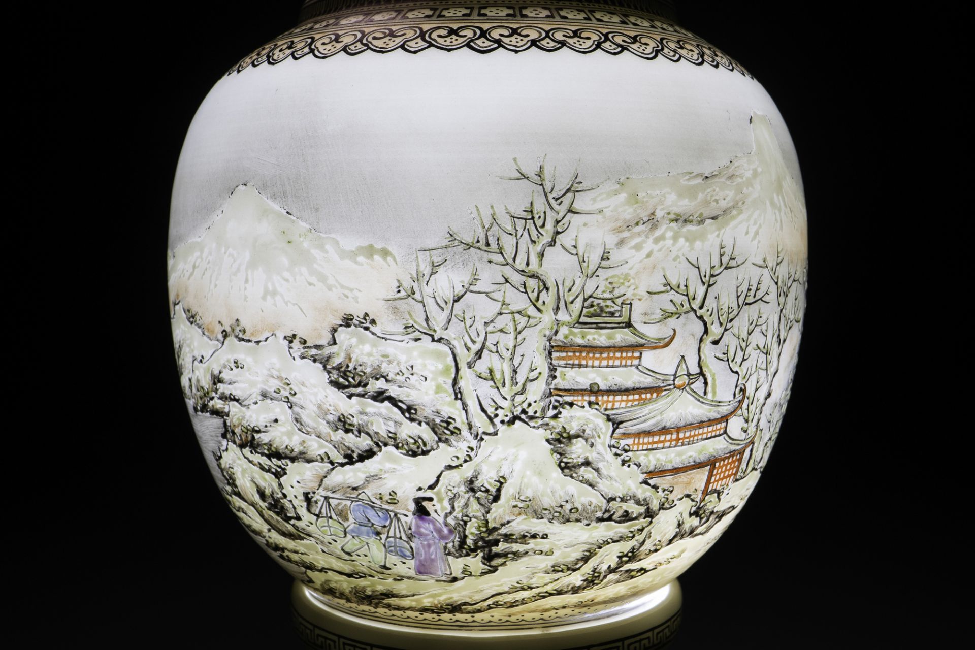 A Chinese eggshell porcelain lantern with a winter landscape, Republic - Image 5 of 8