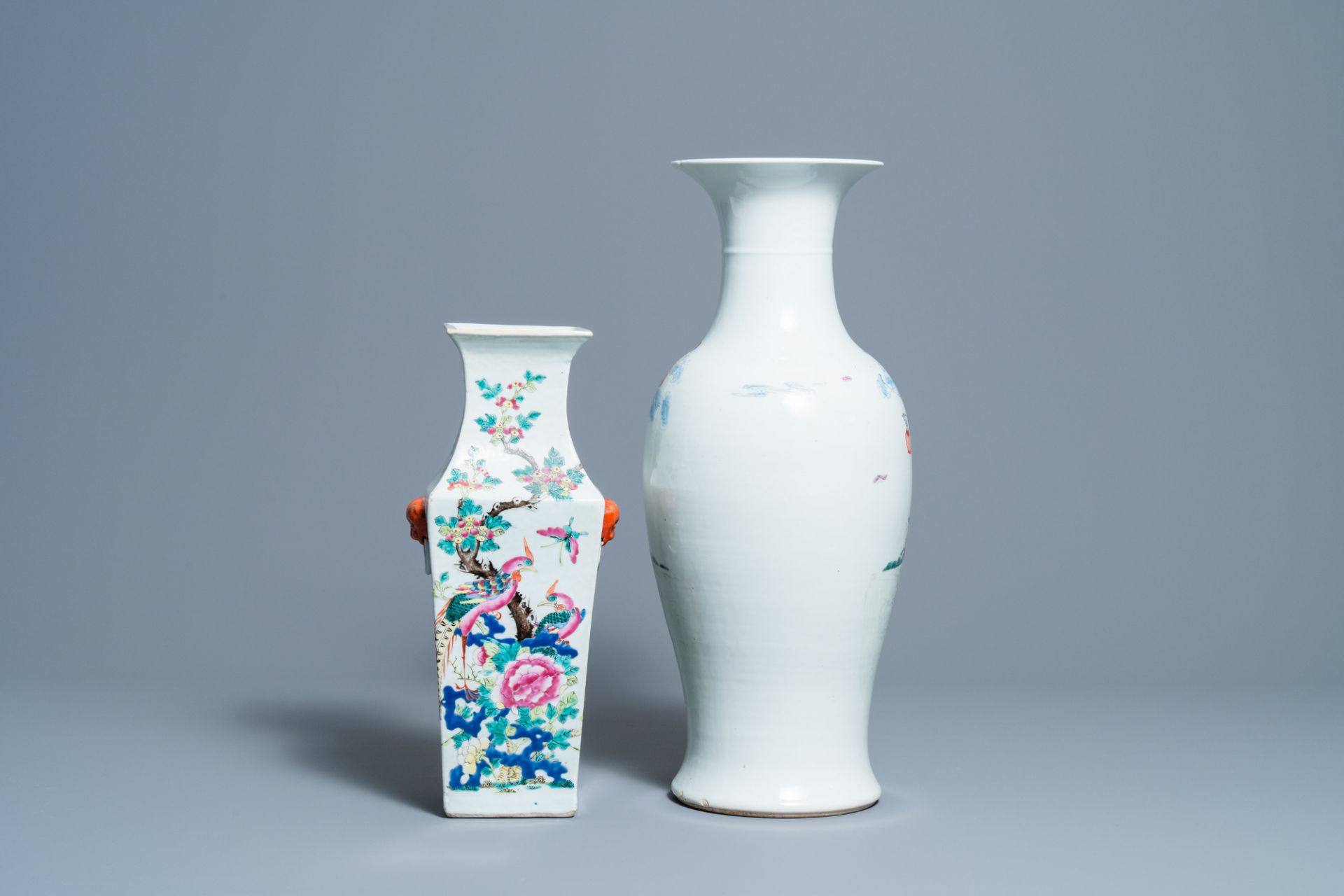 Two Chinese famille rose vases, 19/20th C. - Bild 4 aus 7