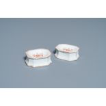 A pair of Chinese Scottish market Ross of Balnagowan armorial salt cellars, Qianlong