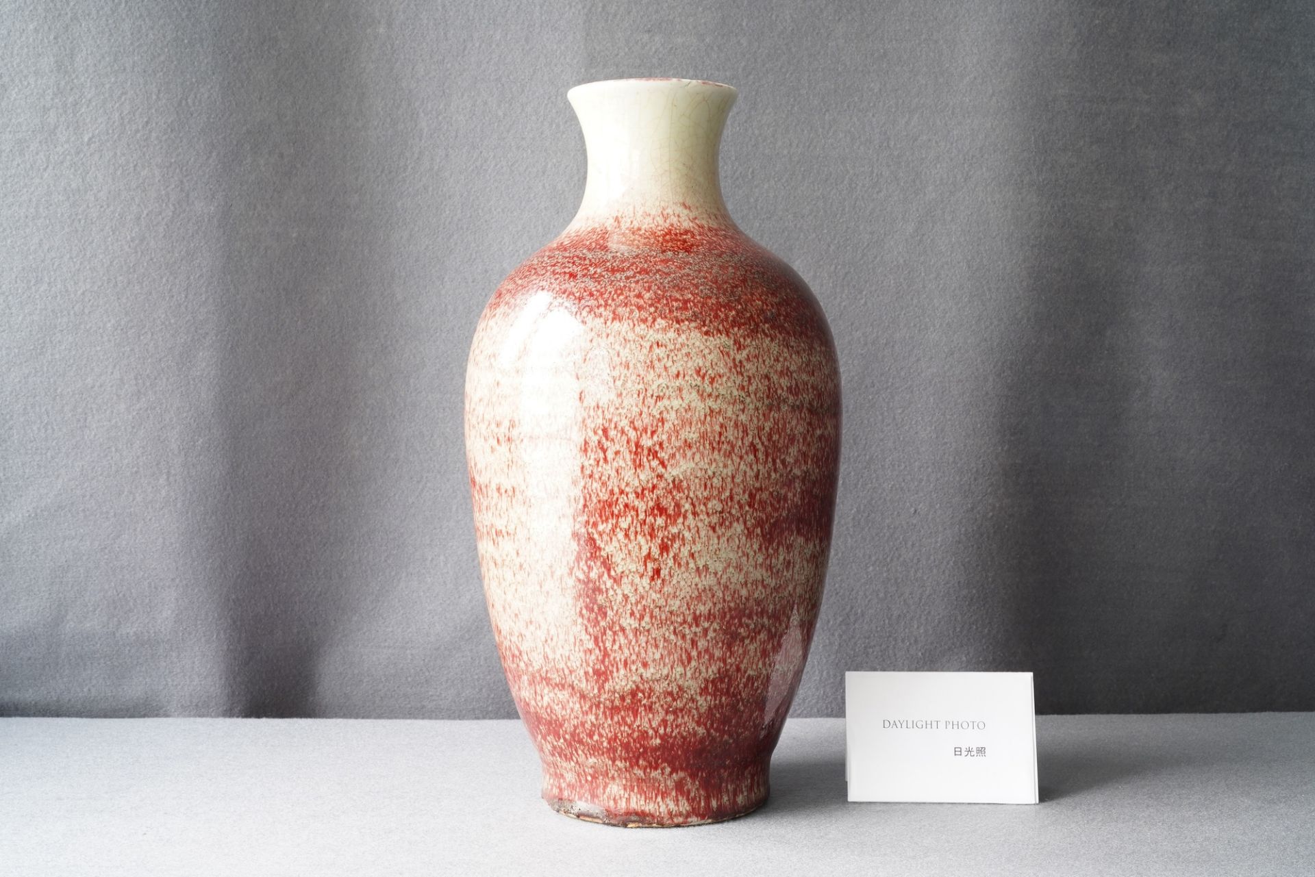 A Chinese monochrome peachbloom-glazed vase, 18/19th C. - Image 9 of 19