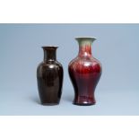 Two Chinese monochrome flambe-glazed vases, 19th C.