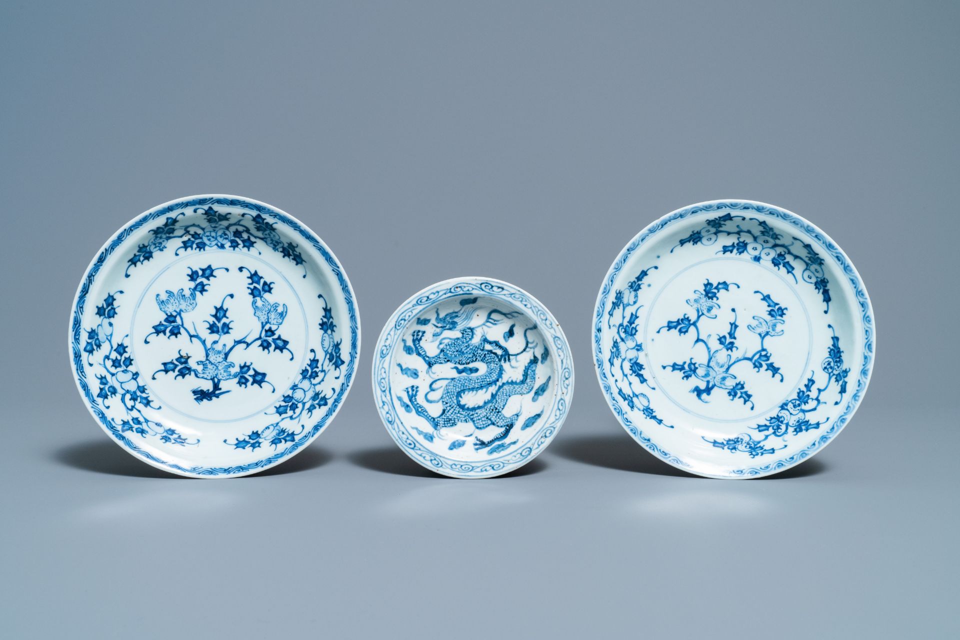 Six Chinese blue and white dishes and plates, Kangxi and later - Image 4 of 7