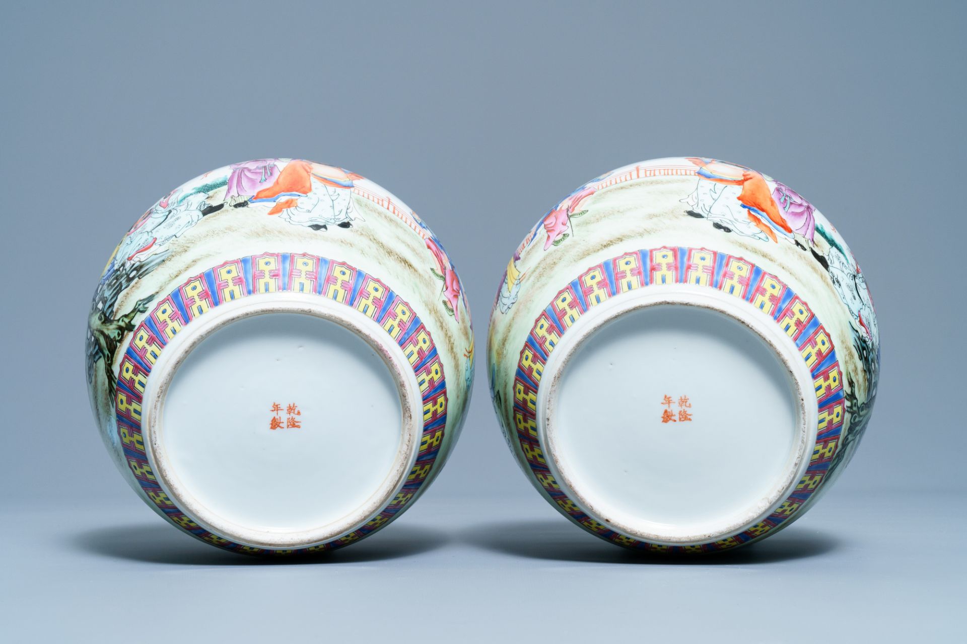 A pair of Chinese famille rose covered jars, Qianlong mark, Republic - Image 6 of 8