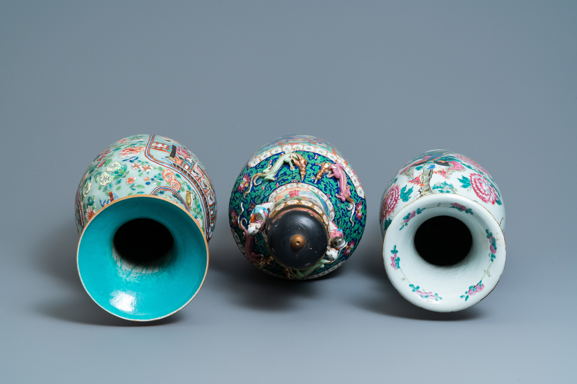 Three Chinese famille rose vases, 19th C. - Image 5 of 6