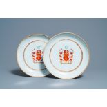 A pair of Chinese Scottish market Ross of Balnagowan armorial dishes, Qianlong