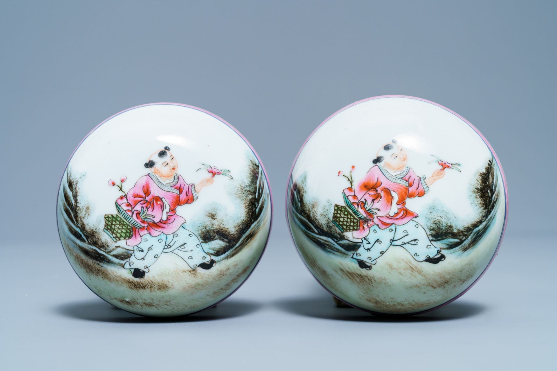 A pair of Chinese famille rose covered jars, Qianlong mark, Republic - Image 7 of 8
